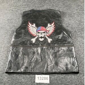 Navarre Leather Company Italian Store Biker Vest Men 2X Black Genuine Leather